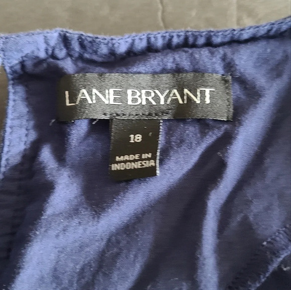 Lane Bryant womens Blouse Sz.18 Embroidered Floral Ruffle blue color - Picture 8 of 14